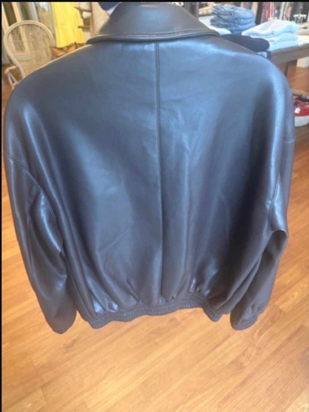 NEW ENZA COSTA bomber leather jacket in dark brown - Picture 8 of 9